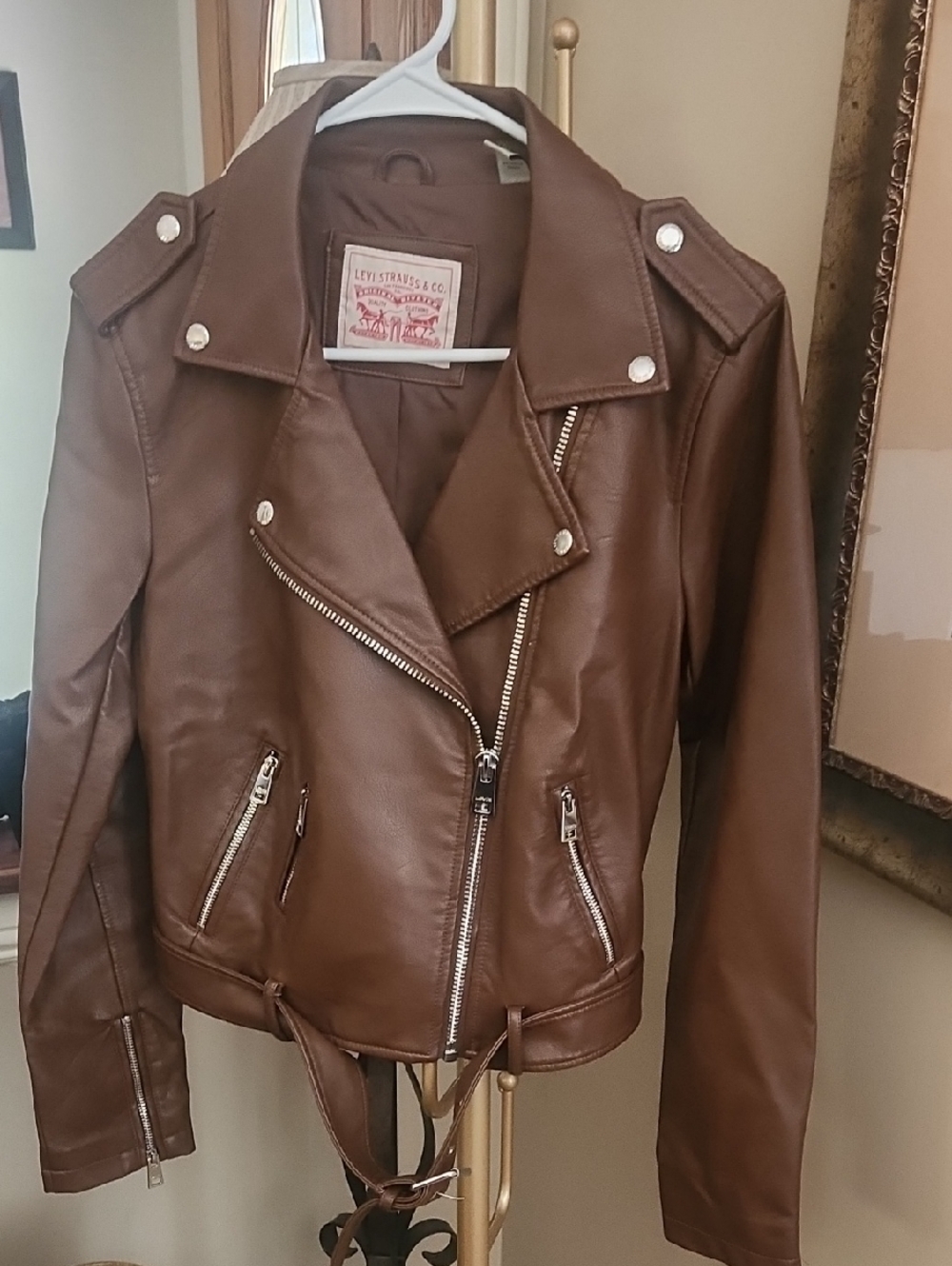 Levi's Women's Chestnut Brown Faux Leather Moto Jacket
